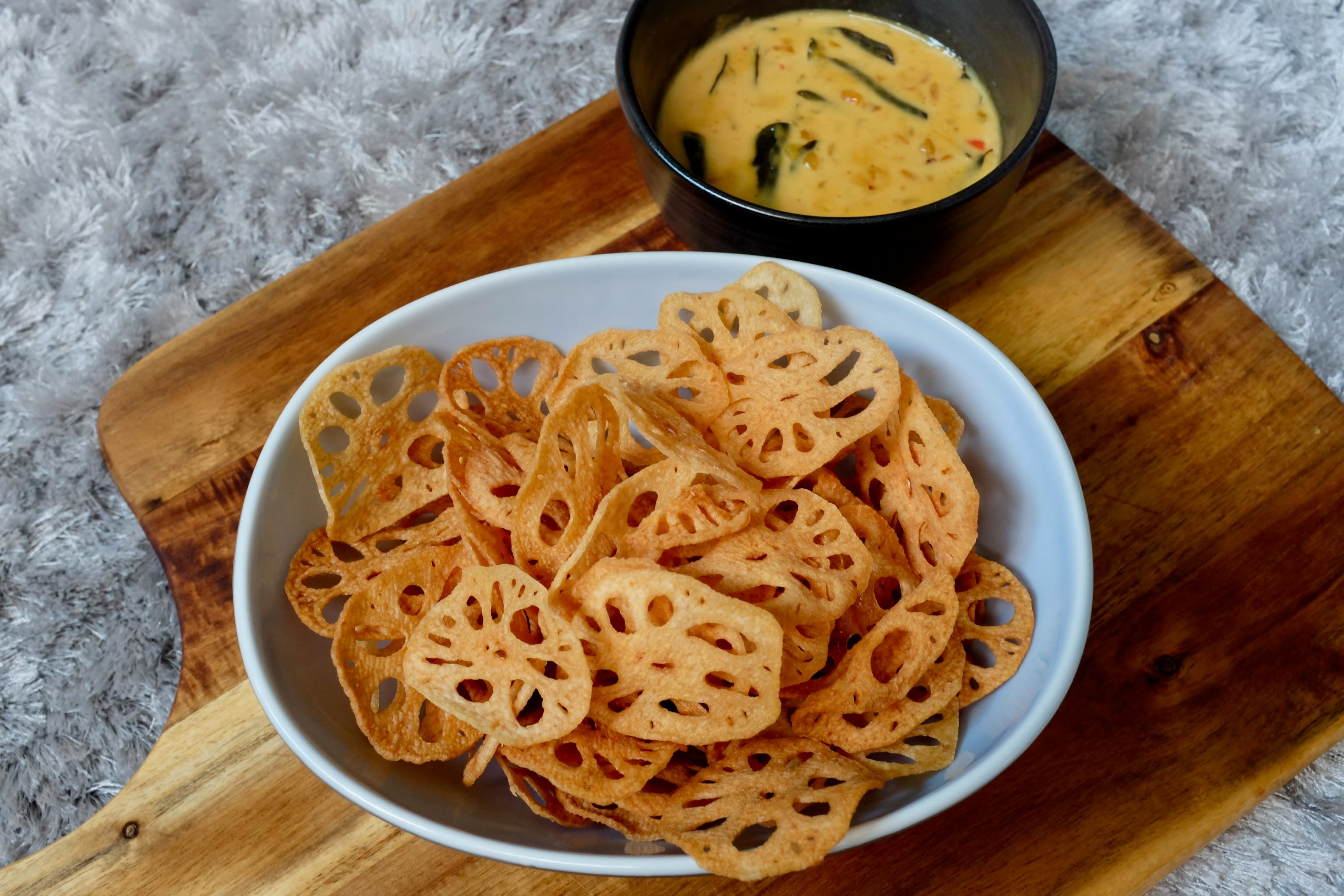 Lotus Root Chips with Salted Egg Dip