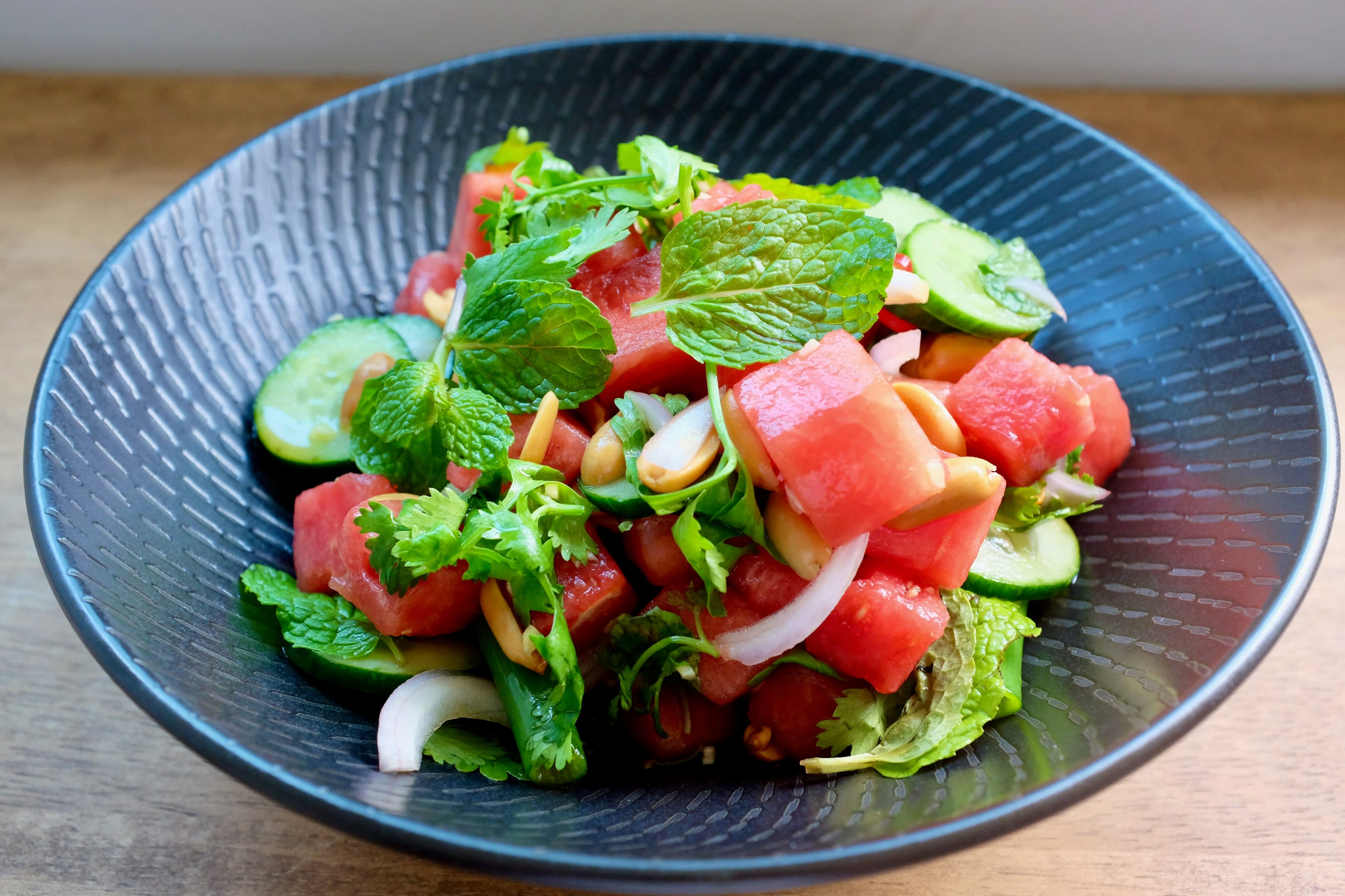 Watermelon And Mint Salad With Thai Dressing