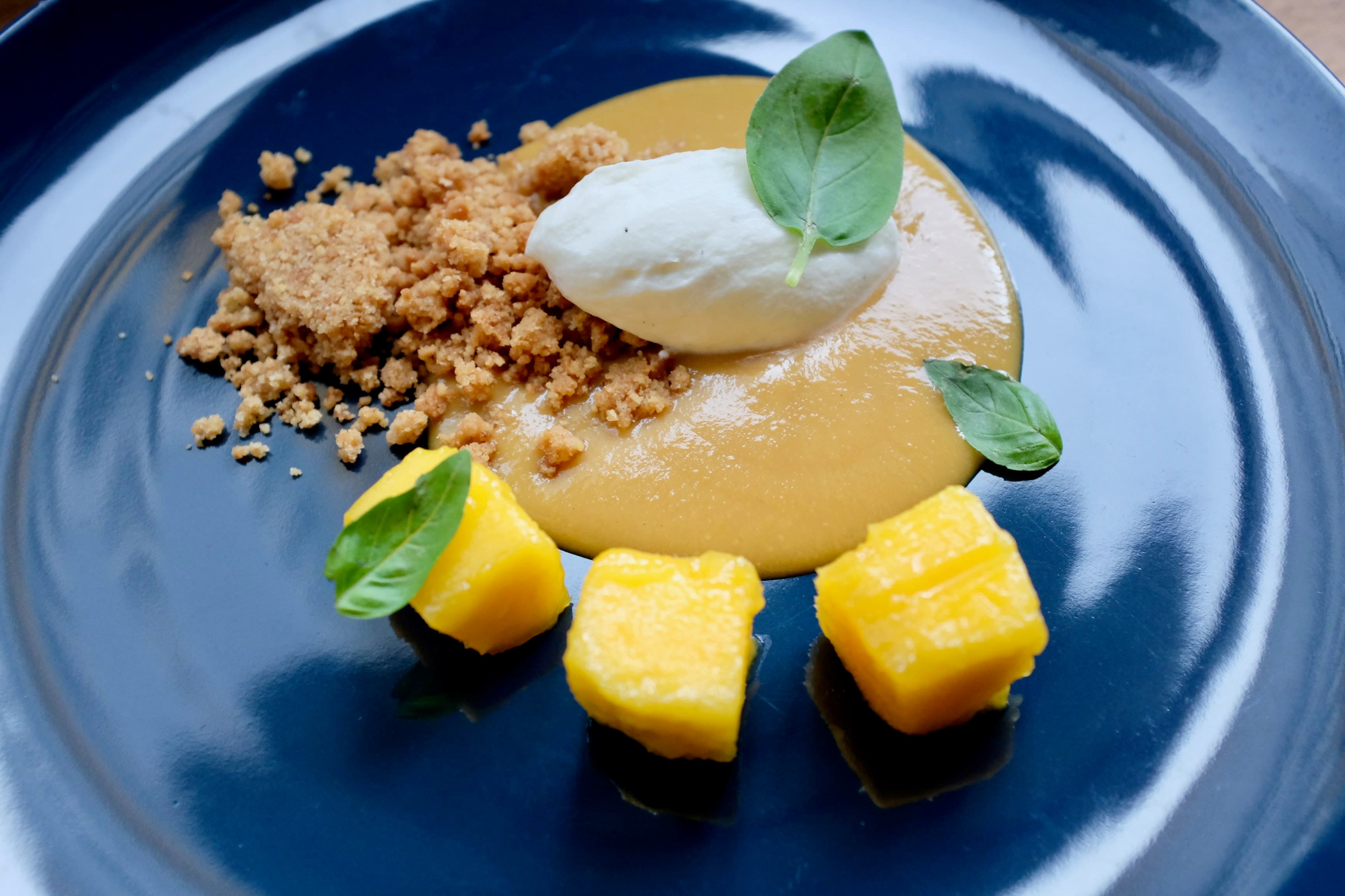 Calamansi Lime Curd with Ginger Crumble and Cardamom Cream